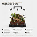 Forrajeo XL Tropical con fibra de coco: qué hay en la foto (sustrato, corcho y plantas de referencia no incluidas)