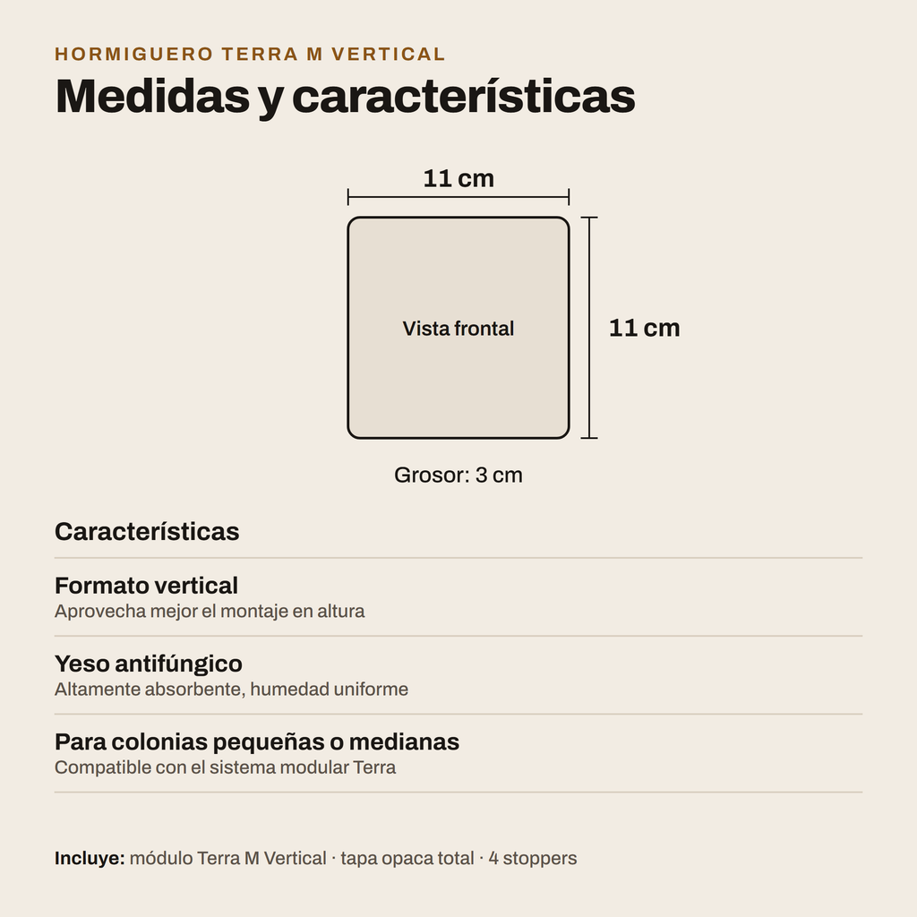 Hormiguero Terra M Vertical: medidas y características