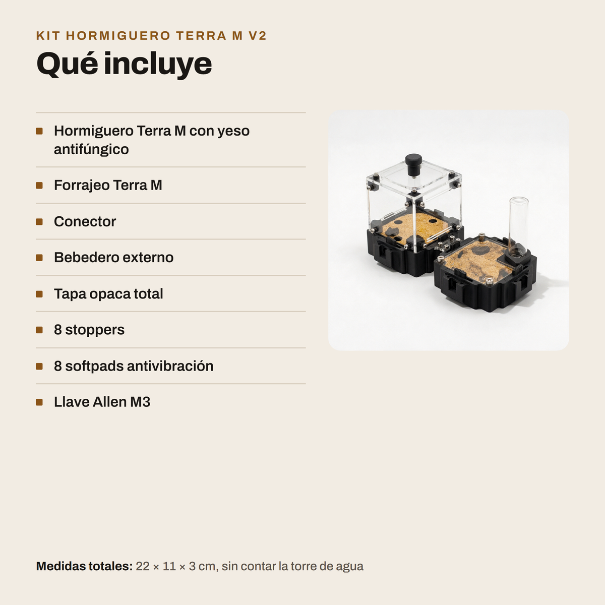 Kit Hormiguero Terra M V2: qué incluye
